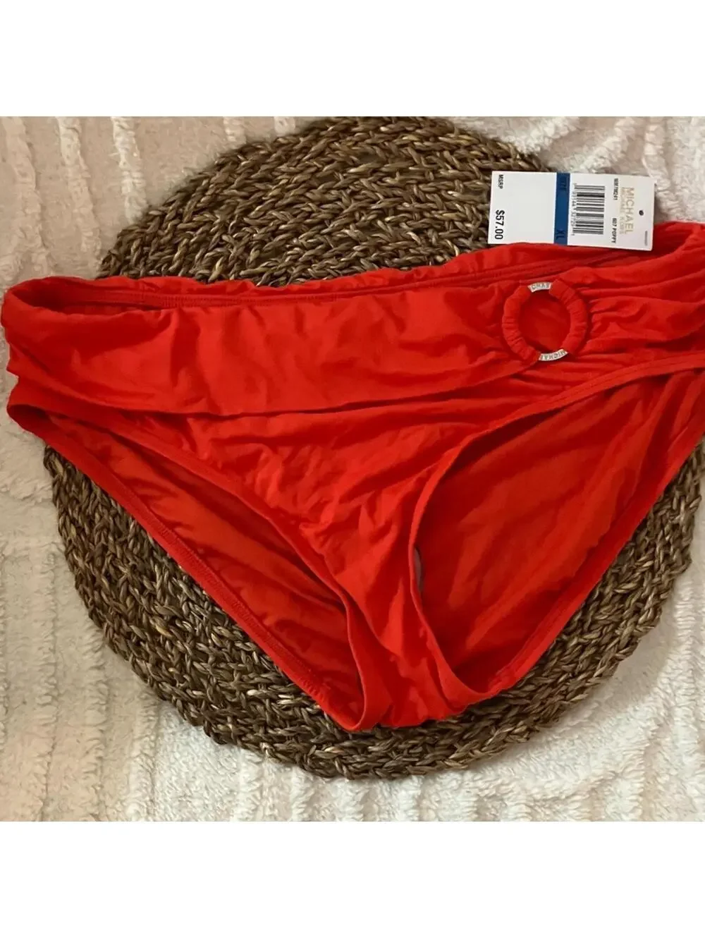 NWT Michael Kors Coral Swim Bottoms XL with Decorative Ring